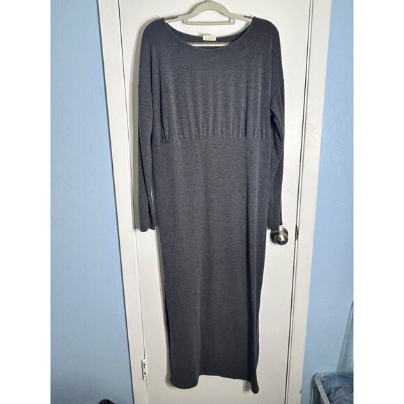 Mimi Maternity Dress Large Gray Midi Side Slit Minimalist Officecore Academia - Picture 3 of 11